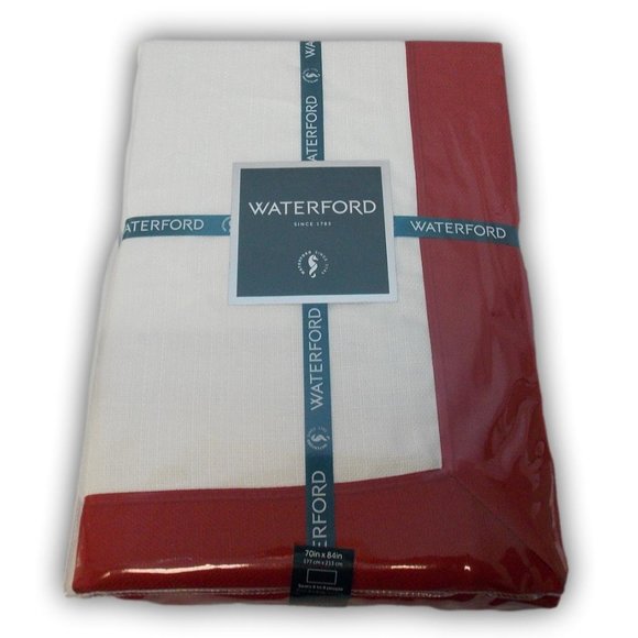 Waterford Tablecloth Clarissa Red White 70 x 84 Inch Oblong Holiday Dining NWT - Picture 1 of 2